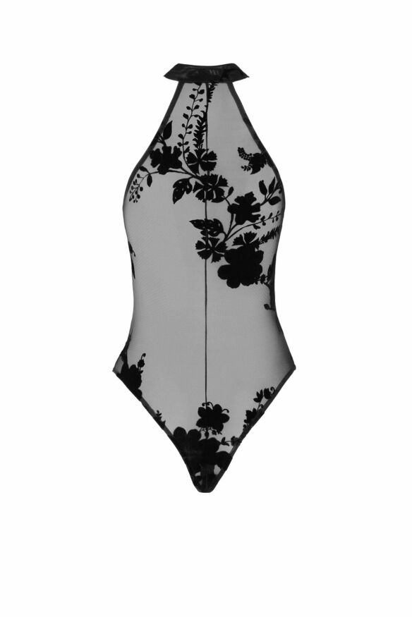 Боди Noir Handmade F314 Ego, S, black, сетка, халтер, высокие вырезы, молния по всей длине