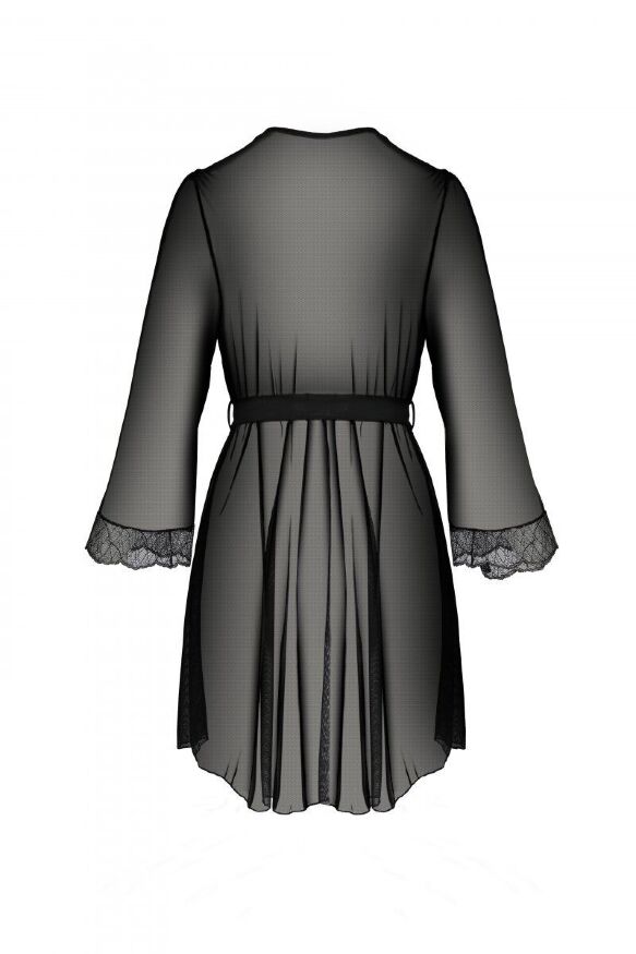 Пеньюар Passion AMBERLY PEIGNOIR black, L/XL, пояс в комплекте