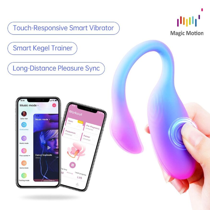 Смарт-виброяйцо Magic Motion Flamingo Max Blue 2 в 1: виброяйцо и тренажер Кегеля, 10 режимов