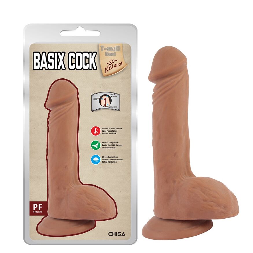 Фаллоимитатор реалистичный с мошонкой на присоске Chisa Basix cock, бежевый, 22.5 см