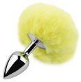 Анальна пробка з хвостом EGZO - Bunny Tail Silver Plug Yellow, size S