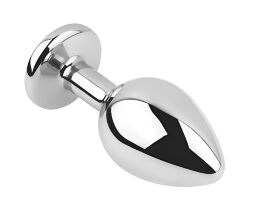 Анальная пробка с кристаллом EGZO - Silver Round Plug Aqua size S