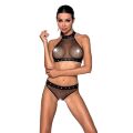 Passion MOONLIGHT SET - Ажурный комплект белья в сетку, L/XL (черный)