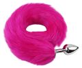 Анальна пробка з хвостом EGZO - Fox Tail Silver Plug Crimson, size S