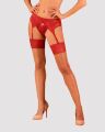 Obsessive Lacelove stockings - сексуальные чулки с кружевом, XS/S (красный)