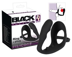 Анальний масажер з ерекційним кільцем Black Velvets Ring & plug