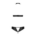 Комплект из эко-кожи Passion Malwia Set with Open Bra black XXL/XXXL: топ и трусики с люверсами 