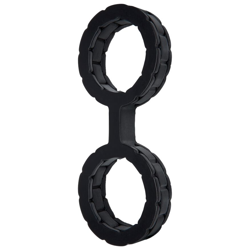 Наручники из силикона Doc Johnson The Cuffs Large - Black, хорошо тянутся, для рук и для ног