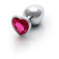 Анальная пробка - Ouch! Metal Butt Plug Medium Silver/Rubellite Pink
