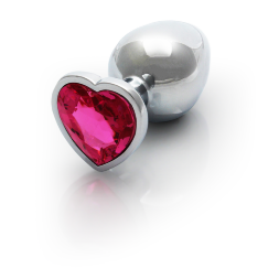 Анальная пробка - Ouch! Metal Butt Plug Medium Silver/Rubellite Pink