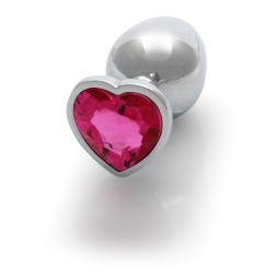 Анальная пробка - Ouch! Metal Butt Plug Medium Silver/Rubellite Pink