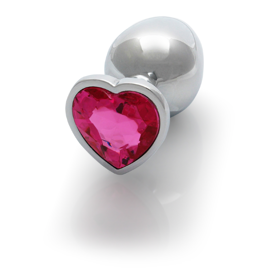Анальная пробка - Ouch! Metal Butt Plug Medium Silver/Rubellite Pink
