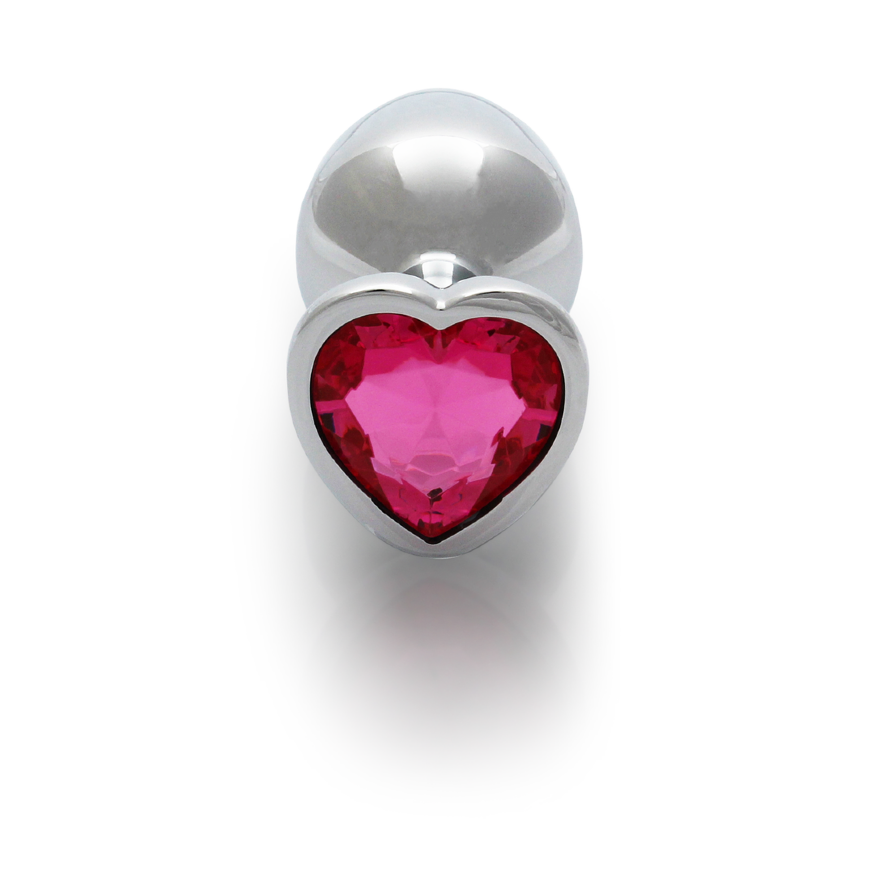 Анальная пробка - Ouch! Metal Butt Plug Medium Silver/Rubellite Pink