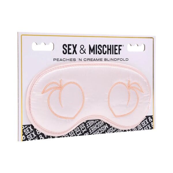 Повязка на глаза кремовая Sportsheets Sex &amp; Mischief с вышивкой в виде персиков
