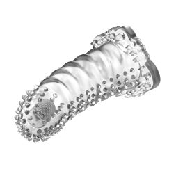 Насадка на пенис со встроенным вибратором на конце Brave Man Vibrating Penis Sleeve Clear