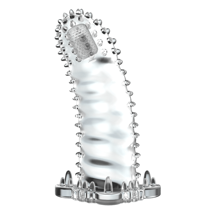 Насадка на пенис со встроенным вибратором на конце Brave Man Vibrating Penis Sleeve Clear