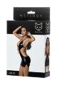 Плаття Glossy Julie з матеріалу Wetlook з червоною шнурівкою, чорне - L