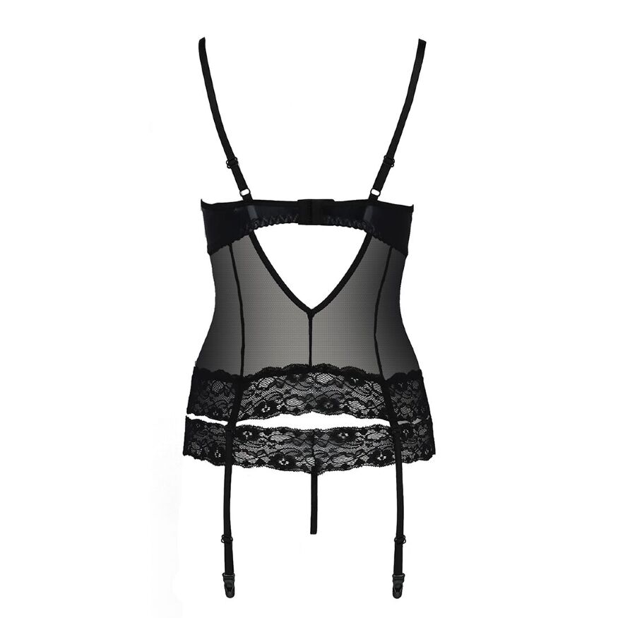 Корсет с открытой грудью NORTH CORSET black L/XL - Passion Exclusive, пажи, трусики, шнуровка