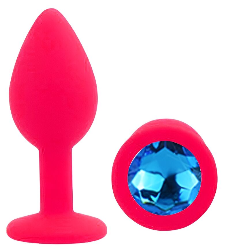 Силіконова анальна пробка EGZO - Silicone Pink Round Plug Blue, size S
