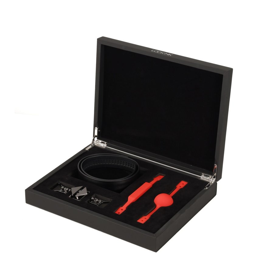 Кожаный кляп с 2-мя насадками LOCKINK Ball-Gag &amp; Gag-bite Set - Black
