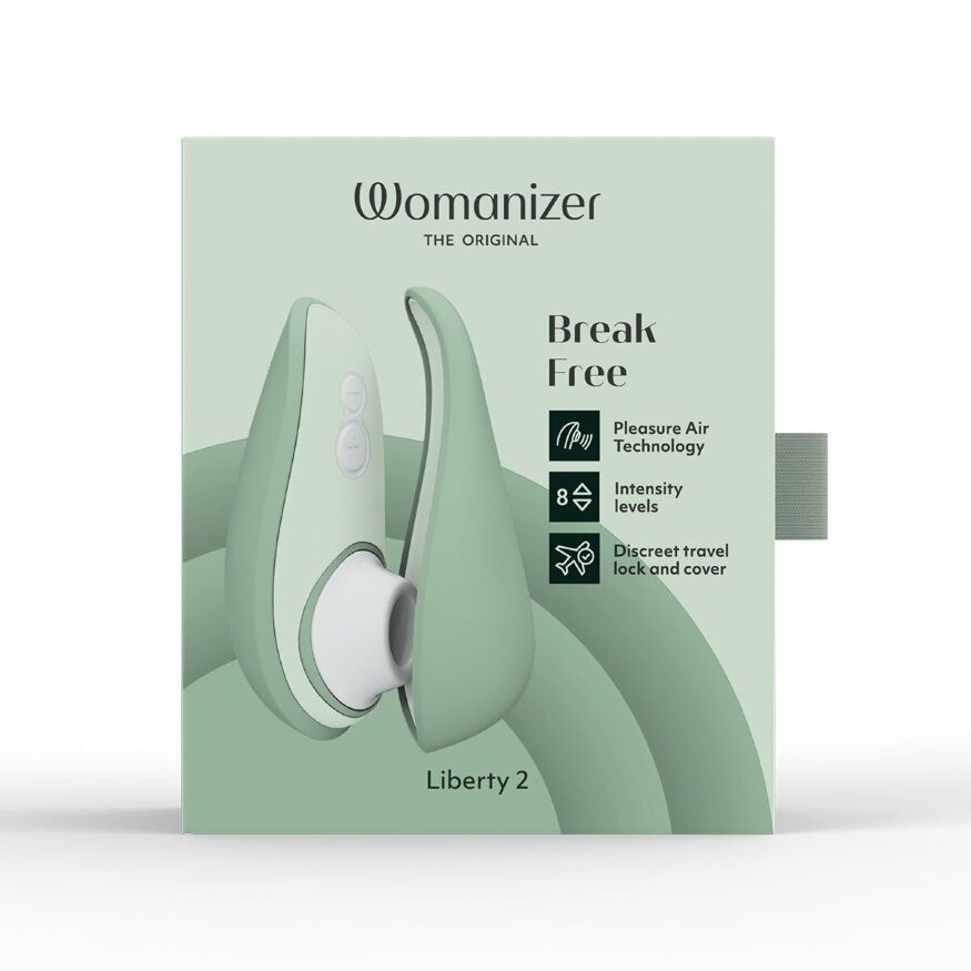Вакуумний кліторальний стимулятор Womanizer Liberty 2 Sage, 8 режимів, магнітна кришечка