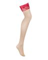 Obsessive Lacelove stockings - сексуальные чулки с кружевом, M/L (красный)