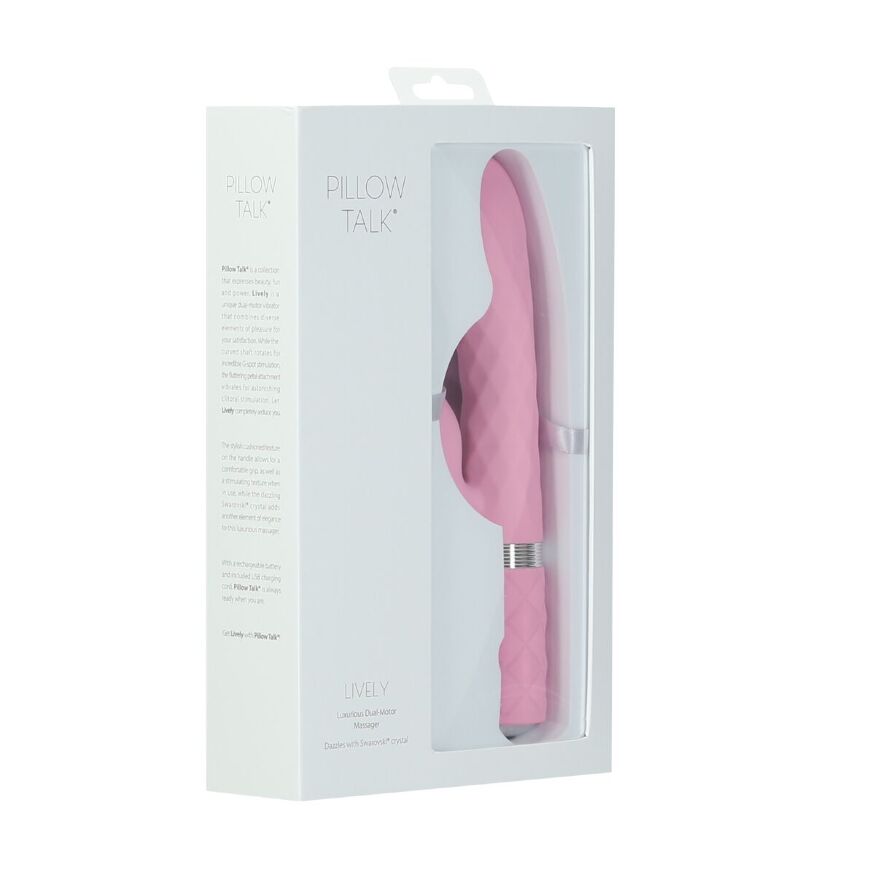 Роскошный кролик с ротацией и вибрацией Pillow Talk Lively, Pink, кристалл Сваровски