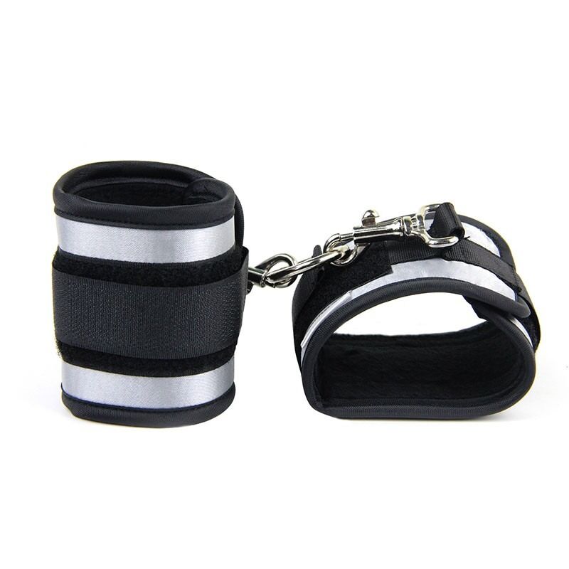 Набір БДСМ Roomfun Bedroom Restraint Kit фіксатори, батіг, кляп, маска, чорний-сірий
