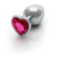 Анальная пробка - Ouch! Metal Butt Plug Large Silver/Rubellite Pink