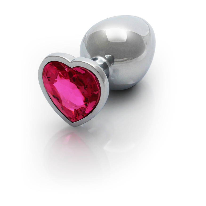 Анальная пробка - Ouch! Metal Butt Plug Large Silver/Rubellite Pink