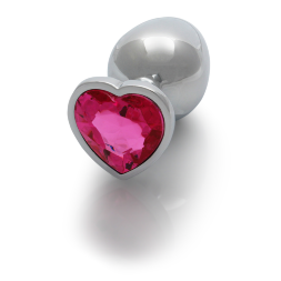 Анальная пробка - Ouch! Metal Butt Plug Large Silver/Rubellite Pink