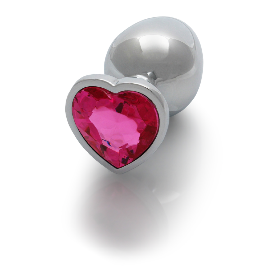 Анальная пробка - Ouch! Metal Butt Plug Large Silver/Rubellite Pink