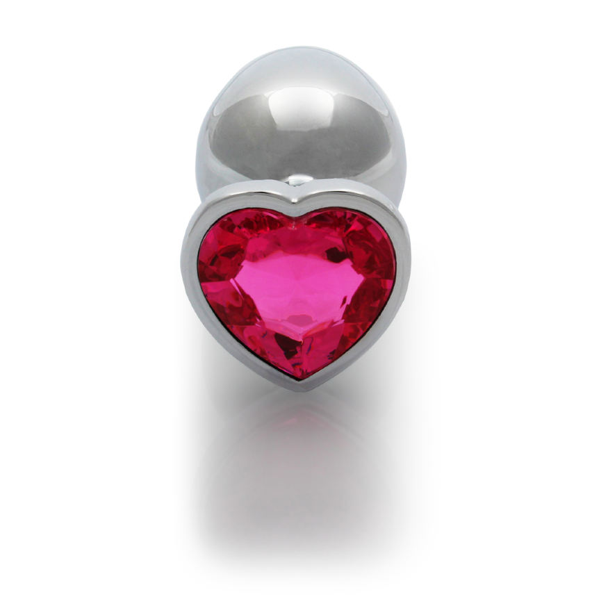 Анальная пробка - Ouch! Metal Butt Plug Large Silver/Rubellite Pink
