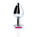 Анальная пробка - Ouch! Metal Butt Plug Large Silver/Rubellite Pink