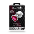 Анальная пробка - Ouch! Metal Butt Plug Large Silver/Rubellite Pink