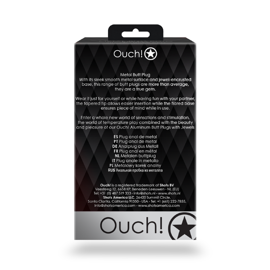 Анальная пробка - Ouch! Metal Butt Plug Large Silver/Rubellite Pink