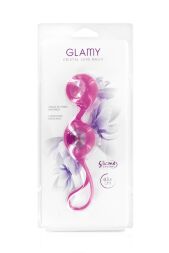 Скляні вагінальні кульки Glamy Cristal Love Balls для тренування інтимних м'язів, рожеві