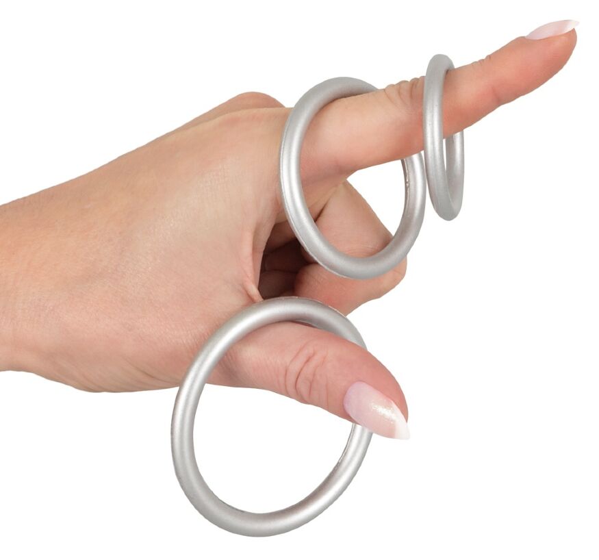 Набор эрекционных колец - Metallic Silicone Cock Ring Set