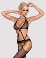 (SALE) Сітчастий бодістокінг з імітацією топа, пояса та панчохи Obsessive Bodystocking N108 S/M/L, чорний,