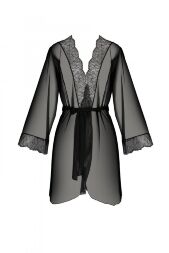 Пеньюар Passion AMBERLY PEIGNOIR black, XXL/XXXL, пояс у комплекті