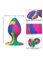 Анальная пробка силиконовая CalExotics Cheeky Tie-Dye Plug, разноцветная, Medium