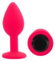 Силиконовая анальная пробка EGZO - Silicone Pink Round Plug Black, size S