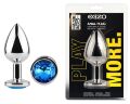 Анальна пробка з кристалом EGZO - Silver Round Plug Blue size S