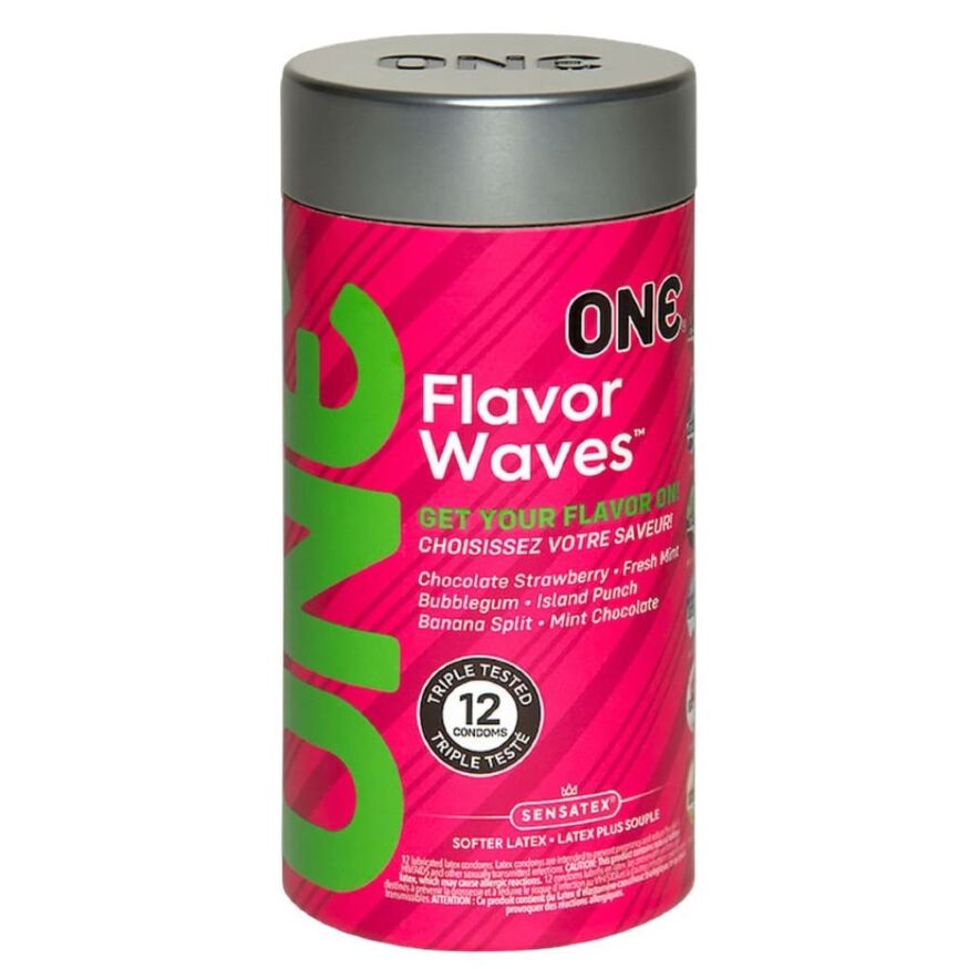 Набір оральних презервативів ONE Flavor Waves з різними уподобаннями (ціна за упаковку, 12 шт.)