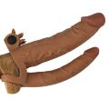 Насадка на член для двойного проникновения - LoveToy Pleasure X-Tender Vibrating Double Penis Sleeve Add 2" Brown