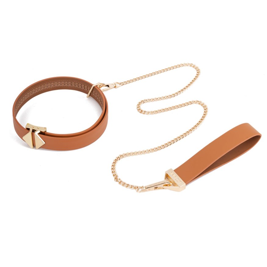 Повідець з нашийником LOCKINK Tied Collar with Leash Set - Brown