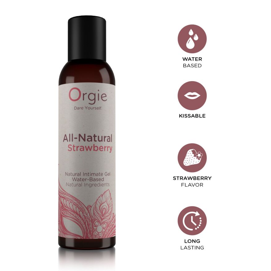 Лубрикант на водной основе Orgie All Natural Strawberry, 150 мл, со вкусом и ароматом клубники