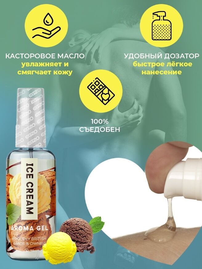 Оральный гель-лубрикант EGZO AROMA GEL - Ice Cream, 50 мл