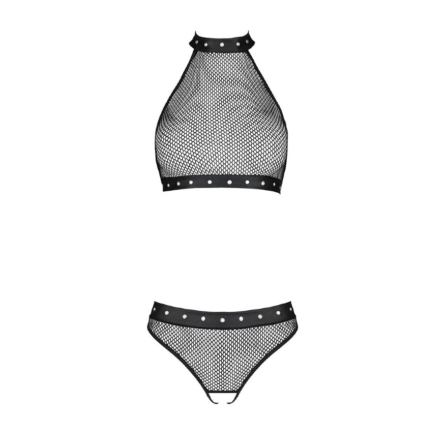 Белье с открытым доступом Passion MOONLIGHT SET XXL/XXXL black, топ, стринги