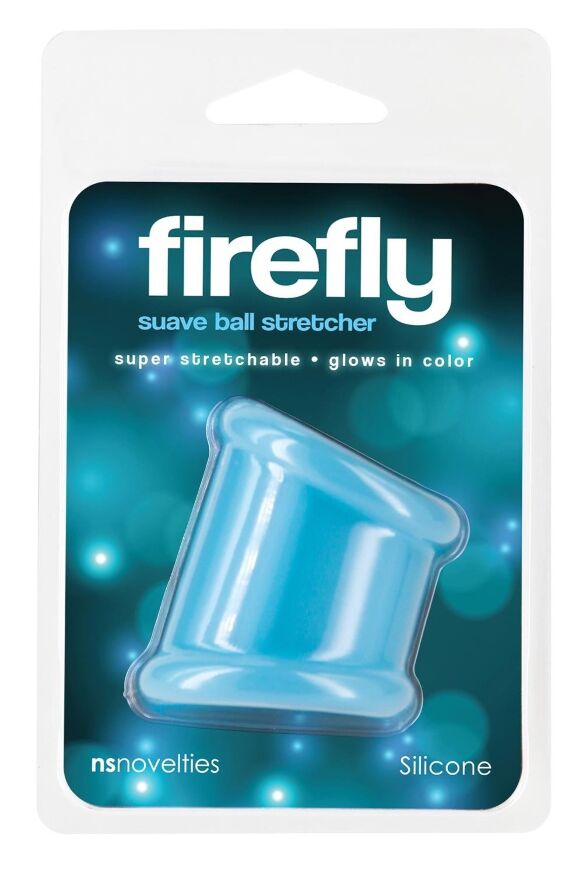 Ерекційна насадка на пеніс NS Novelties Firefly, що світиться в темряві, блакитна